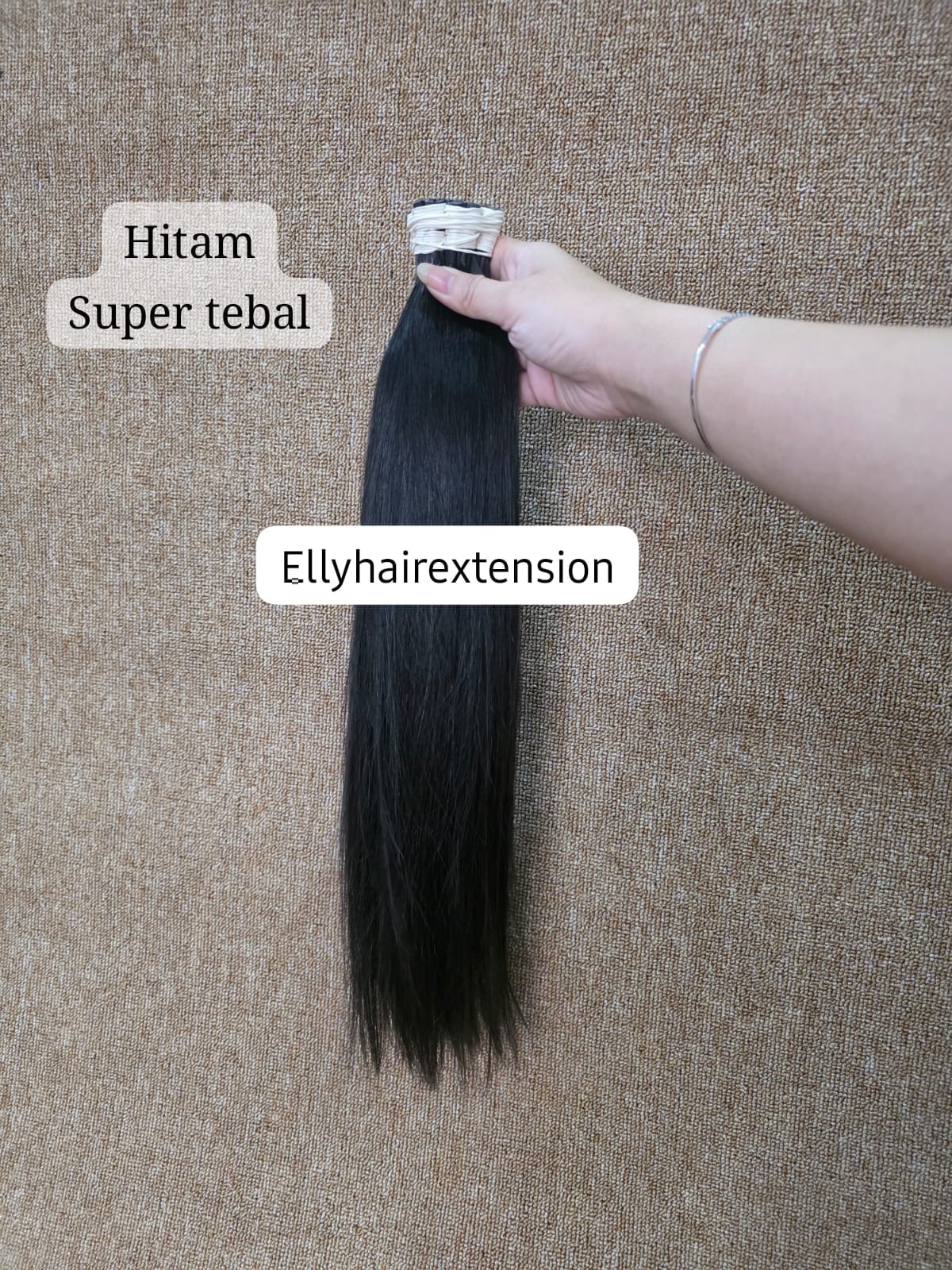 HAIR EXTENSION ASLI HITAM SUPER TEBAL 45CM